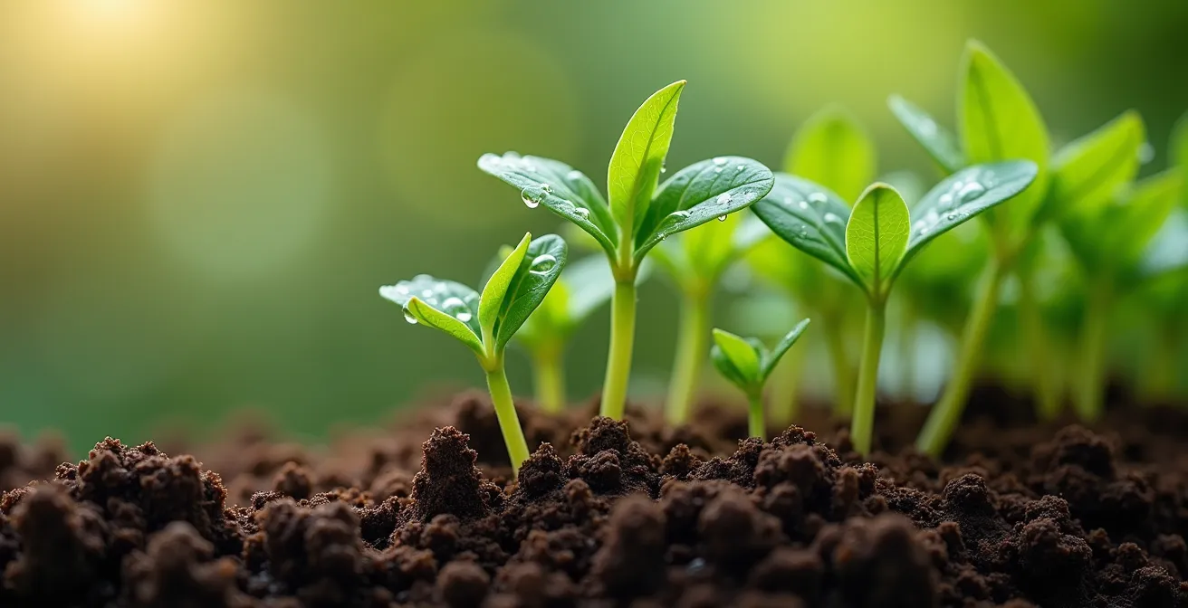 Pianta che cresce progressivamente in vasi di dimensioni crescenti