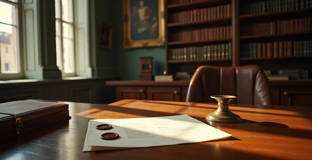Ambiente professionale notarile italiano con documenti di pianificazione successoria