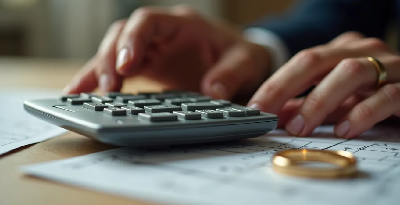 Professionista che utilizza strumenti di calcolo per pianificare un mutuo